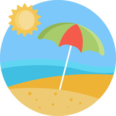 A beach umbrella offering shade from the sun, commonly used in tropical locations like Hawaii.