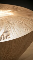 A wooden table with a pattern of lines on it