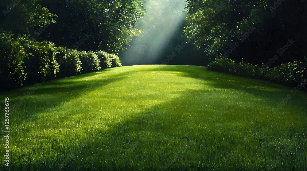 Aufkleber meticulously rendered lush verdant grass border creating a sense of depth and dimension in an outdoo