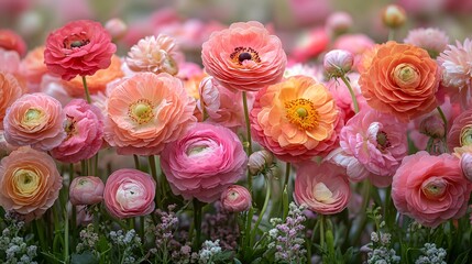 Vibrant Flatlay Scene Featuring Colorful Blooms and Floral Arrangements
