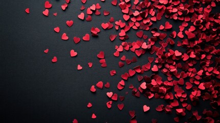 Artistic Display Of Red Hearts On Black Surface