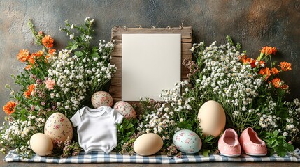 Dreamy Easter Pregnancy Announcement with Flowers and Decor