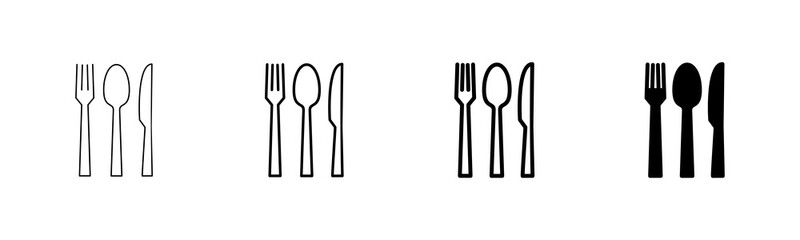 Fork, Spoon, and Knife isolated on white background. Restaurant icon. food icon. Eat. Cutlery icon.