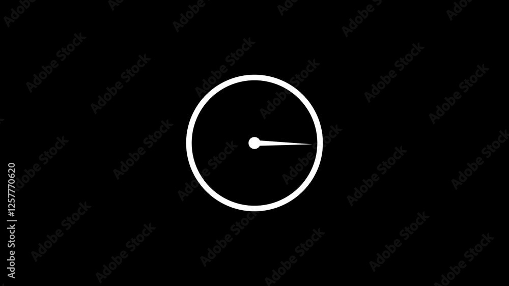 Poster abstract new analog clock icon animation.stopwatch flat style clock icon animation. on the black and