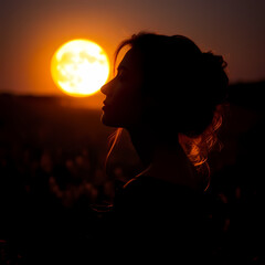 silhouette of a girl in the sunset