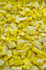 Yellow corn texture background. Vertical background of corn texture. Concept of fresh fruit, ripe, tasty, abstract yellow food, cut, and healthy eating concept. Food texture background of sweet corn.