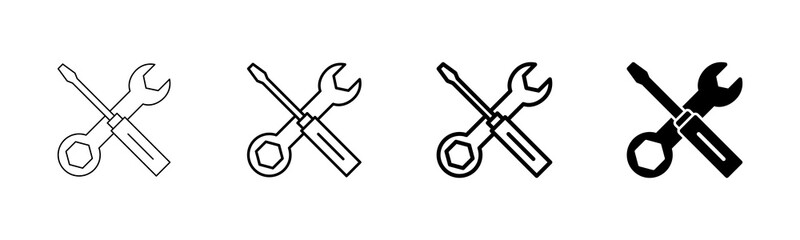 Repair icon vector isolated on white background. Wrench and screwdriver icon. settings vector icon. Maintenance. tools