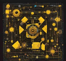 Fototapeta premium Illustration of abstract technology background.