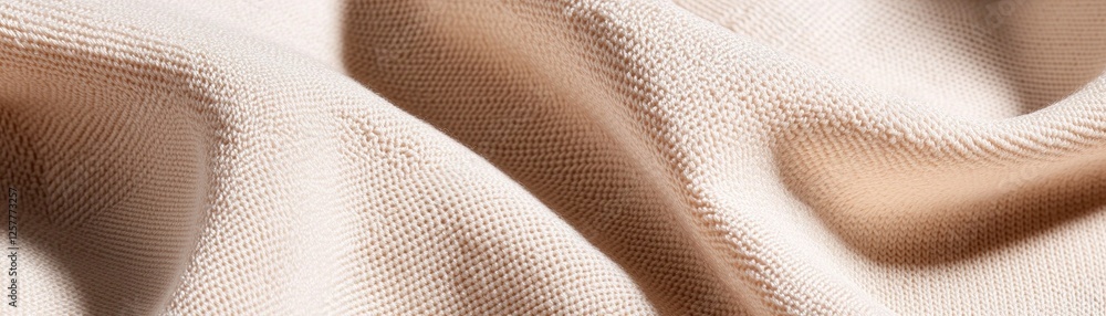 Poster knitted fabric with a structured design in beige exhibits a captivating texture. ultra-sharp lightin