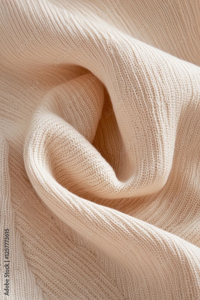Aufkleber this close-up view highlights a structured geometric knitted texture in beige, enhanced by ultra-sha