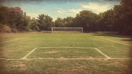 Obraz premium Rustic Soccer Field Goal Soft Light. AI Generated
