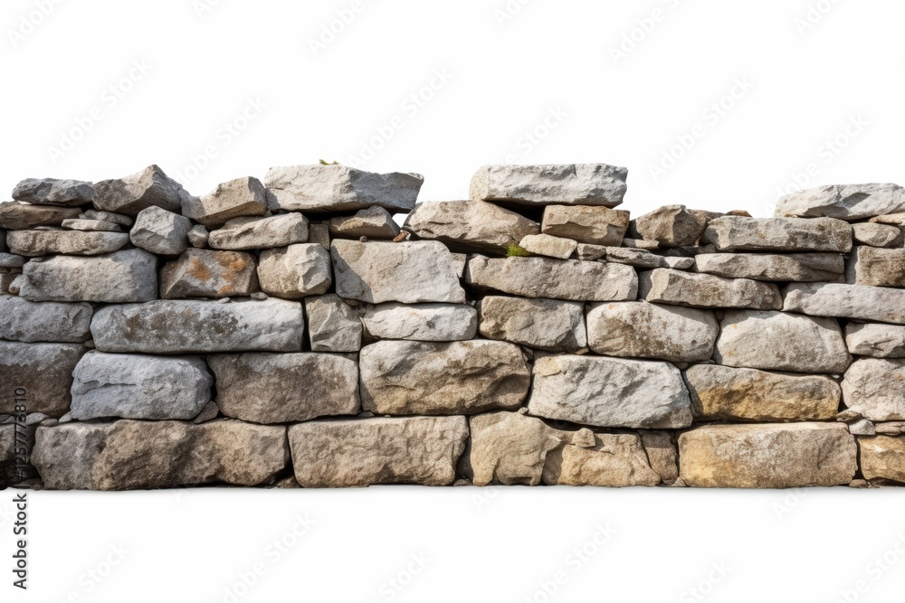 Poster ancient stone wall isolated on white background for backgrounds or historical contexts in architectu