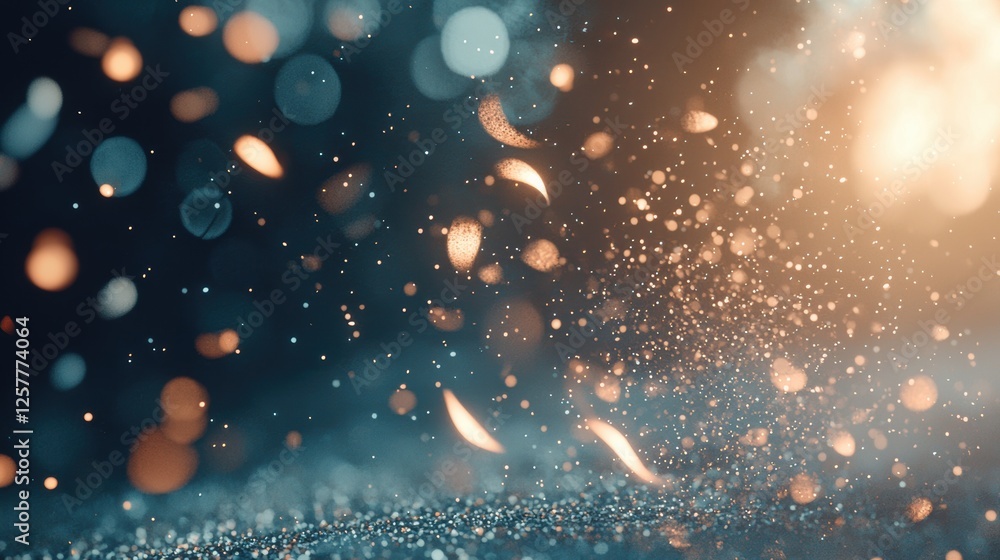 Poster dynamic bokeh particles dancing in the air studio setting abstract photography soft lighting artisti