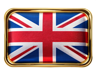 イギリスの国旗のブローチ。白背景。(United Kingdom flag brooch on white background.)
