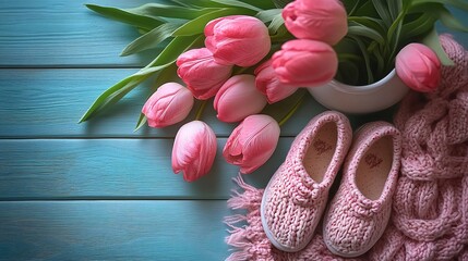 Magical and Cozy Flatlay for April Pregnancy Announcement