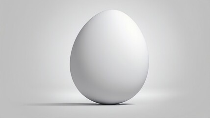 * A white egg standing alone on a plain background *