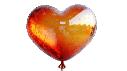 orange heart balloon 3d render icon isolated on white background