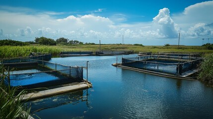 Fish Farming in a Natural Landscape