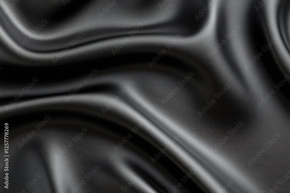 Poster soft, wave-like textures of black leather create a surreal look with high-gloss highlights adding de