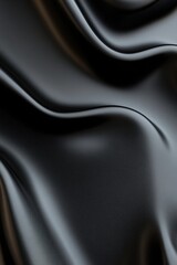 Fototapeta premium Soft, wave-like textures of a black leather surface create a surreal atmosphere, enhanced by high-gloss highlights that provide depth and space for sleek typography