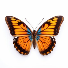 Fototapeta premium Isolated Orange and Blue Butterfly on White Background for Artistic or Educational Use