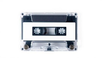 An Old-School Audio Cassette Tape on a Minimalist Background, Emphasizing Nostalgia for Vintage Music Formats and the Evolution of Audio Technology