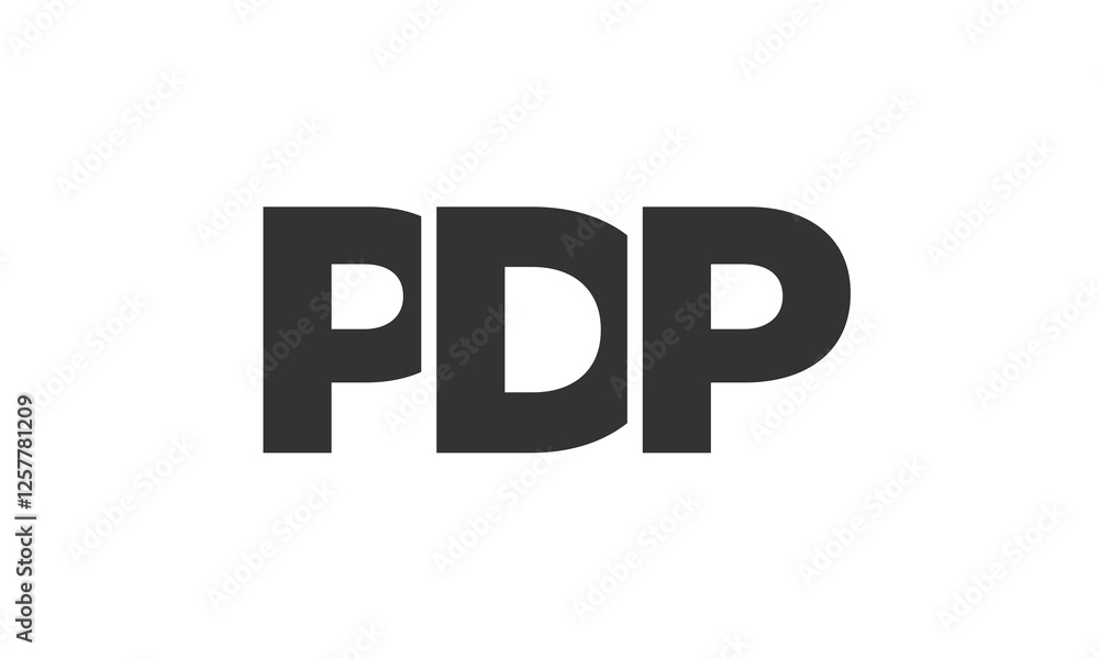 Poster pdp logo design template with strong and modern bold text. initial based vector logotype featuring s