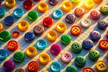 Fototapeta premium Aerial View of Colorful Button Set Arranged on a Surface