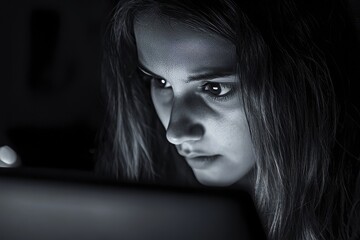 Person Looking At Computer Screen, 
