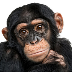 Naklejka premium Captivating close-up of a chimpanzee nature reserve animal studio setting eye-level view transparent background