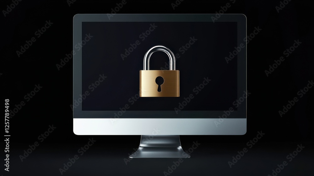 Aufkleber security padlock on computer screen, data security concept