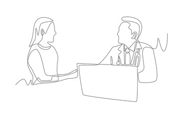 Health consultations concept one-line drawing