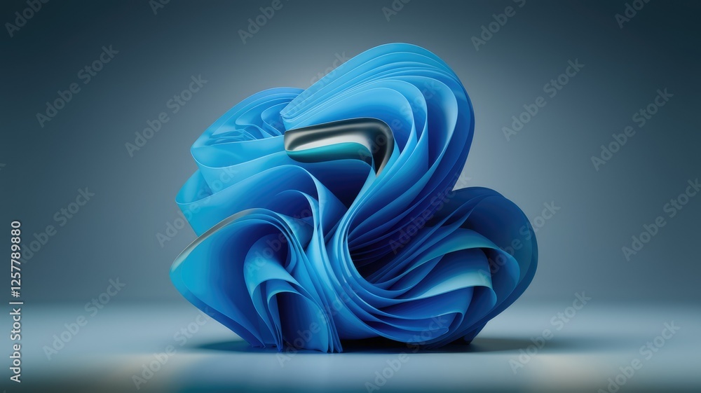 Aufkleber abstract 3d render of a swirling, blue, layered form, suggesting fluidity and movement.
