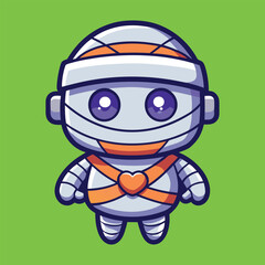 Fototapeta premium Cute cartoon mummy robot halloween character