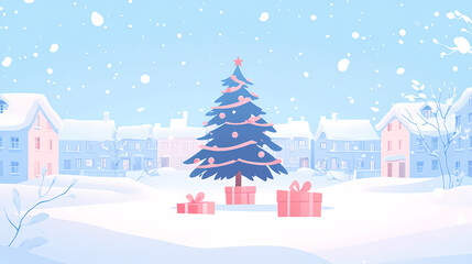 Obraz premium Christmas tree winter illustration