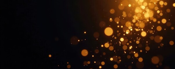 Golden confetti bursts against a dark background, celebration, elegant