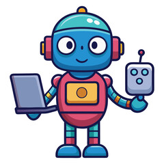 robot with laptop