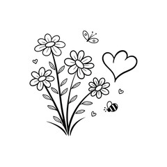 Blooming with Love – Minimalist Flower and Heart Line Art