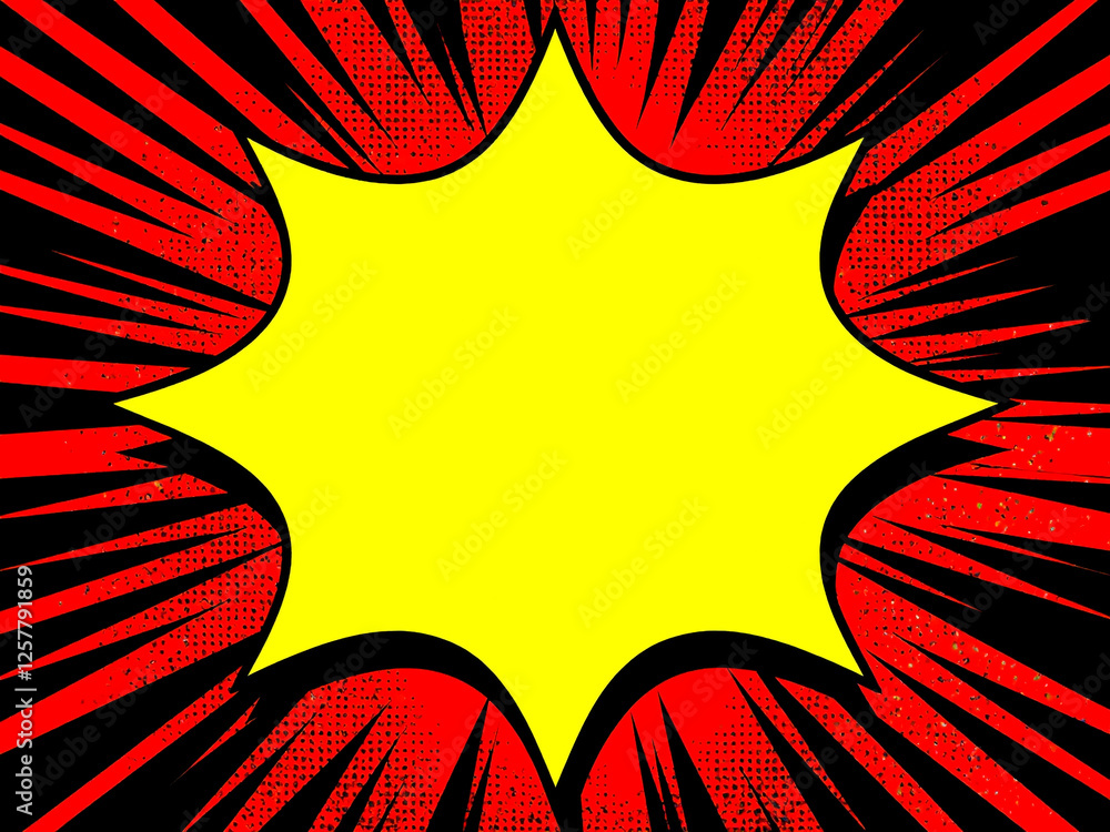 Poster vivid explosion graphic with dynamic rays creating excitement