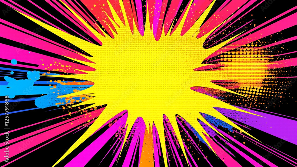 Poster vibrant explosion of color in an abstract design on a dark background