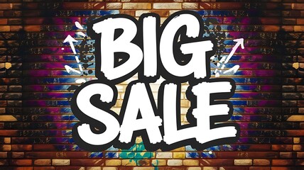 Fototapeta premium Big Sale Graffiti Art on Brick Wall