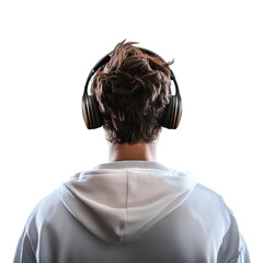 a gamer turned back in a isolated on transparent background
