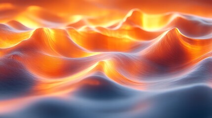Obraz premium Abstract Orange and Blue Wave Landscape