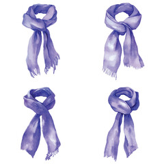 Red scarf watercolor set hand drawn