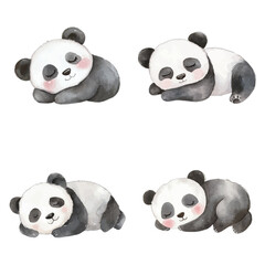 sleeping panda watercolor illustration concept for kids