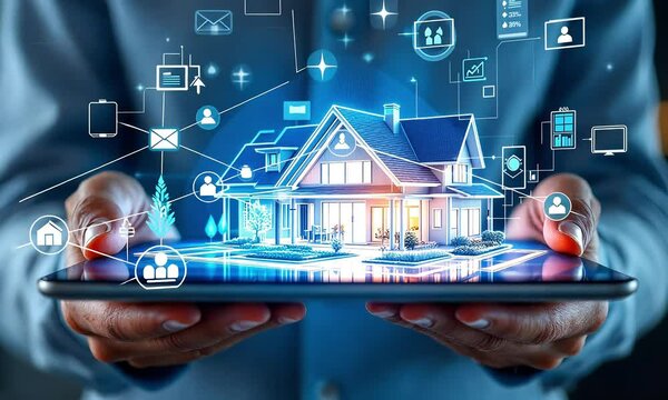 Person Holding Digital Model of a House on a Tablet