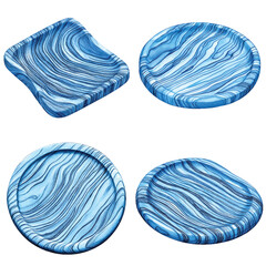 Wooden plate watercolor hand drawn set collection