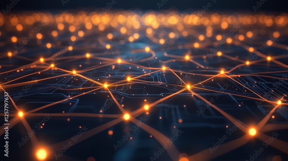 Aufkleber interconnected network of glowing nodes illustrating data transmission