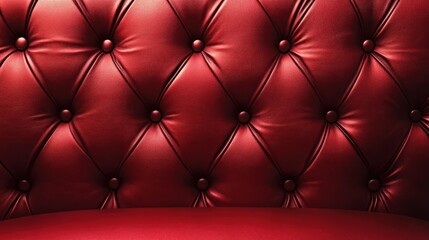 Red leather upholstery with button tufting.