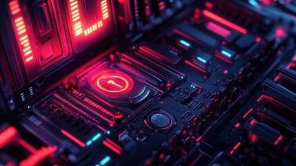 Lock symbolizing cybersecurity in a vibrant digital server environment.